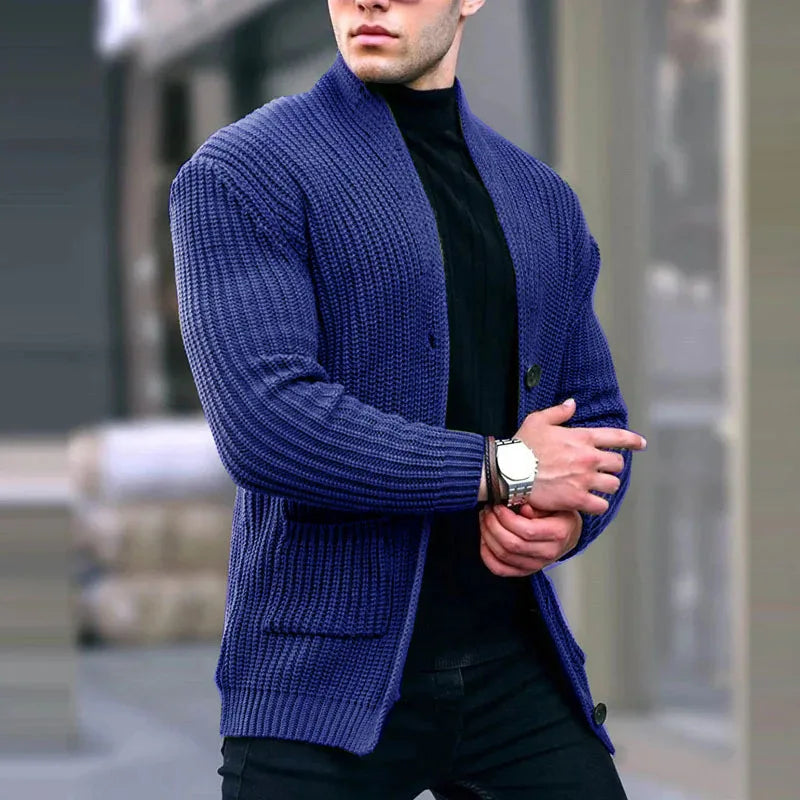 Men’s Chunky Knit Button Up Jumper