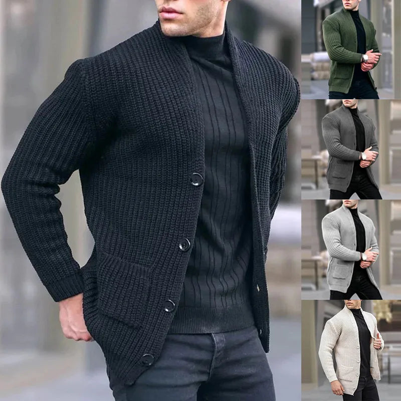 Men’s Chunky Knit Button Up Jumper
