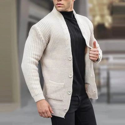 Men’s Chunky Knit Button Up Jumper
