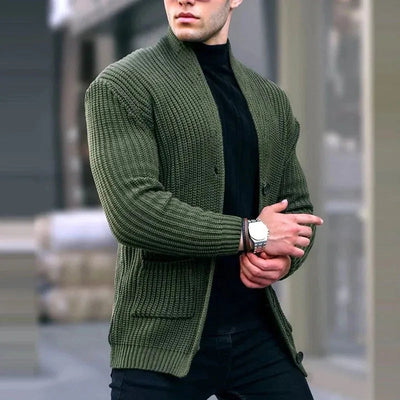 Men’s Chunky Knit Button Up Jumper