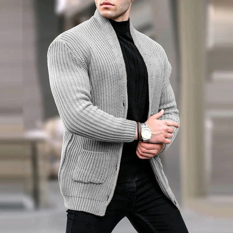 Men’s Chunky Knit Button Up Jumper