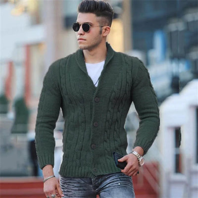 Men’s Single-Breasted Chunky Knit Jumper