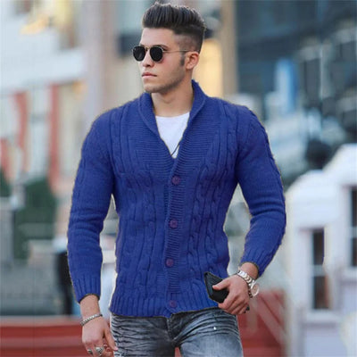 Men’s Single-Breasted Chunky Knit Jumper
