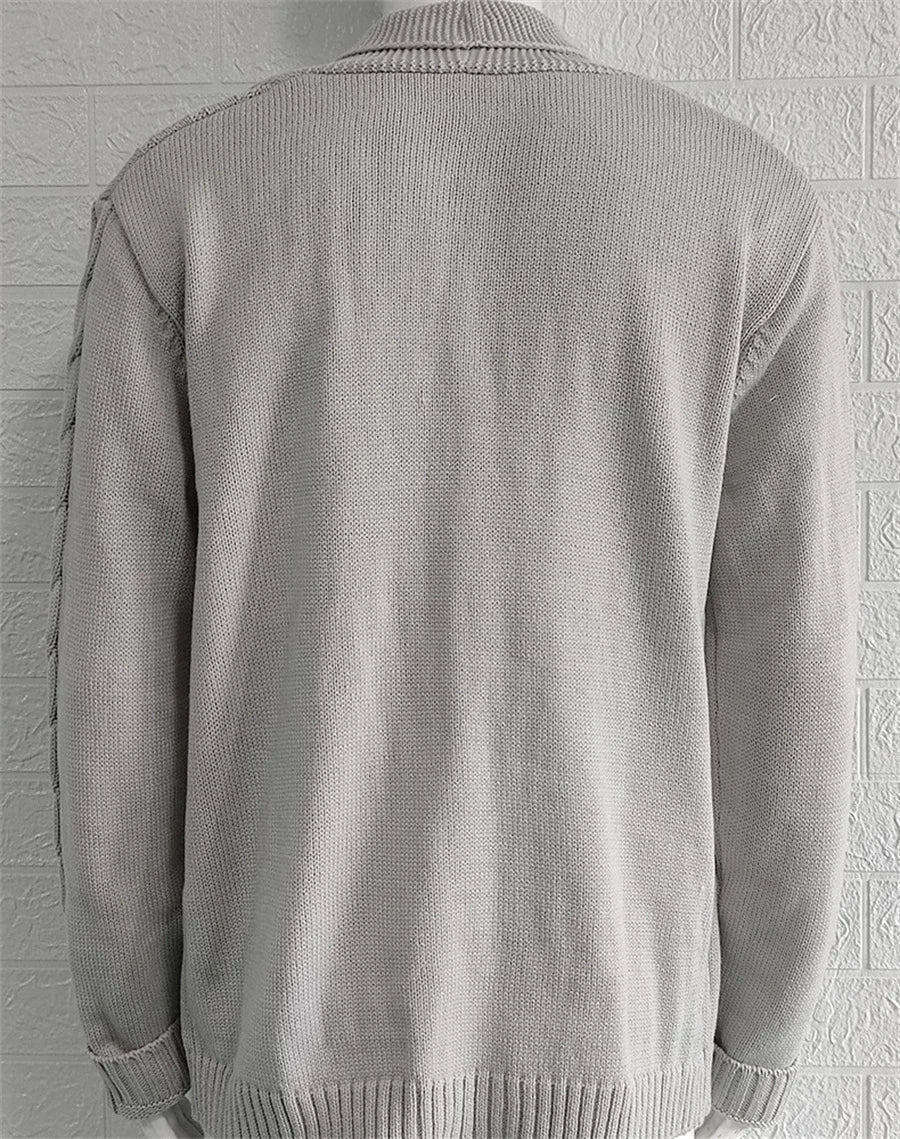 Men’s Single-Breasted Chunky Knit Jumper