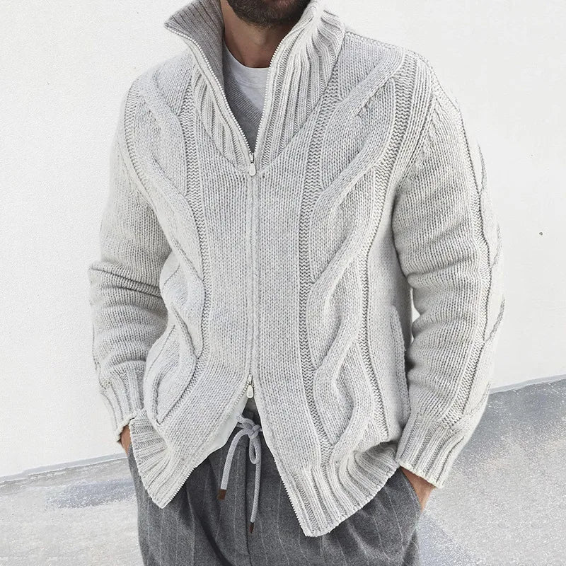 Men’s Full Zip Chunky Knit Jumper