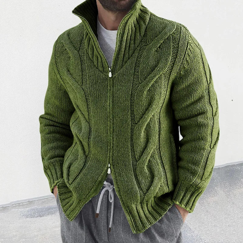 Men’s Full Zip Chunky Knit Jumper
