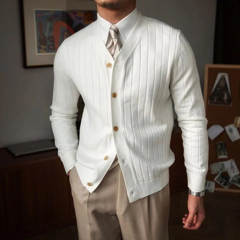 Men’s Winter Striped V-Neck Jumper