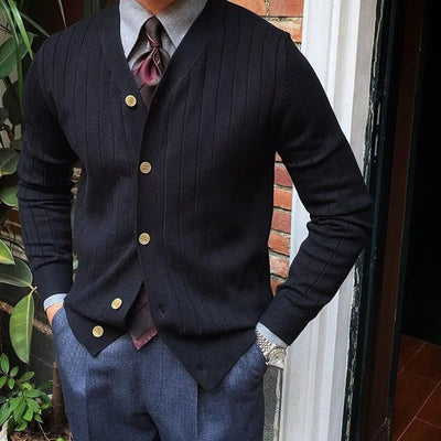 Men’s Winter Striped V-Neck Jumper