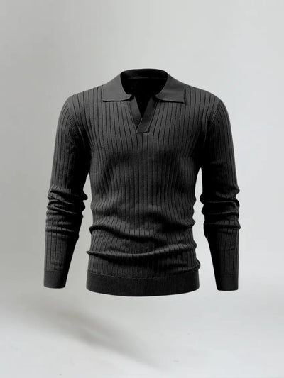 Jasper - Retro Striped Knit Polo Shirt
