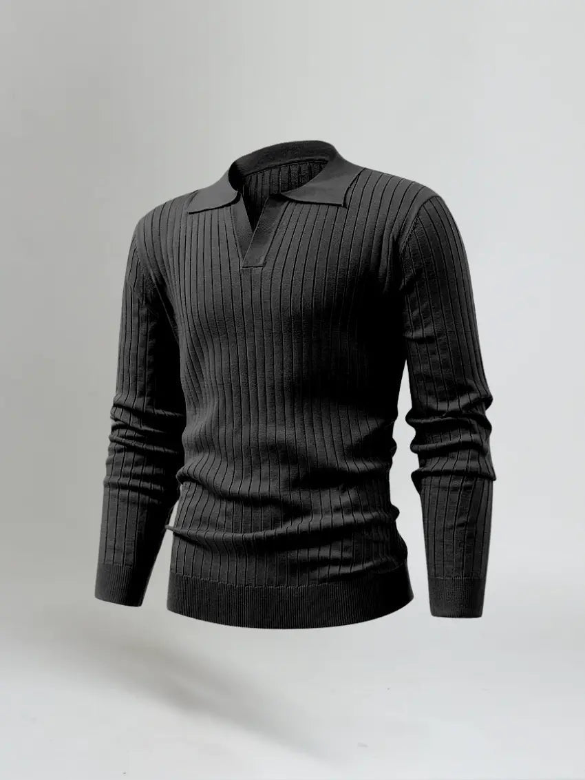 Jasper - Retro Striped Knit Polo Shirt