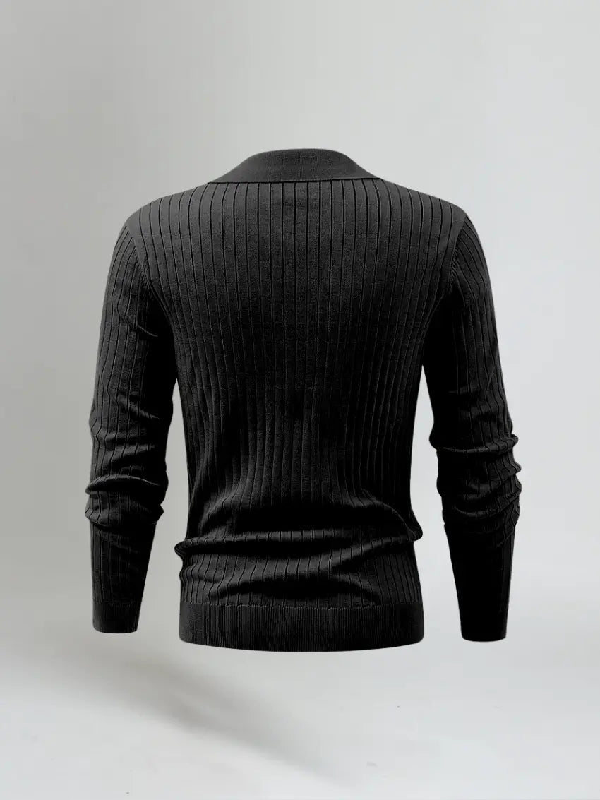 Jasper - Retro Striped Knit Polo Shirt