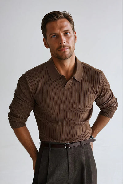 Old Money - Long Sleeve Knit Polo