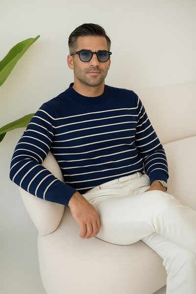 Rafael - Striped Cotton Knit Sweater