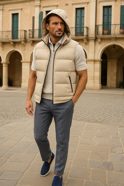 Hooded Color Block Puffer Vest