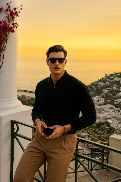 Elegant Long Sleeve Knitted Polo