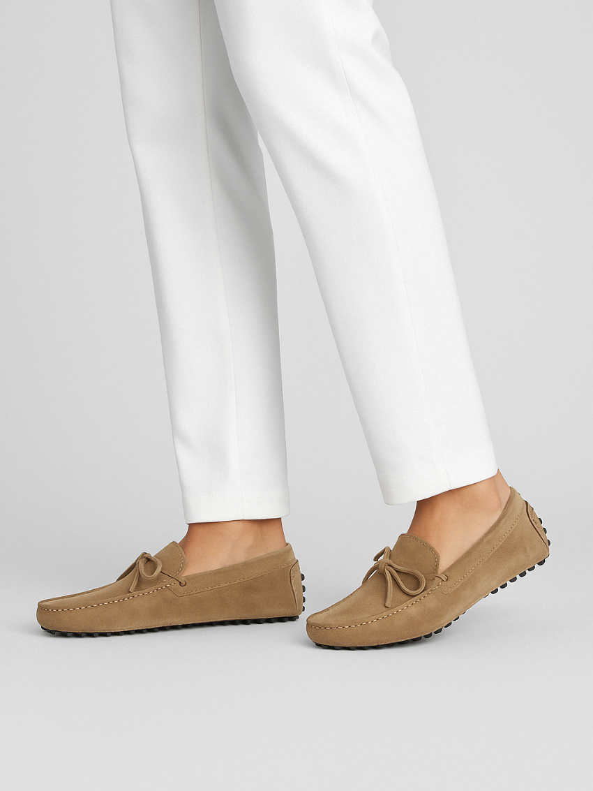 Suede Moccasins Beige